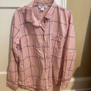 Old Navy Pink and Blue Plaid Shirt